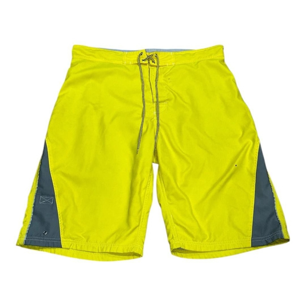 725 Originals Shorts Mens 36 Neon Yellow Gray Swim Trunks Boardshorts Mesh Lined